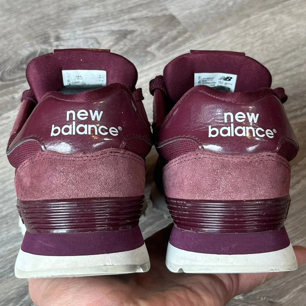 New Balance 515 Retro Sneakers Burgundy Glitter Suede Womens 8 UK‎ 6 EU 39